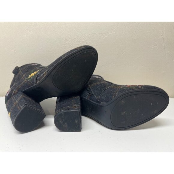 Indigo Rd Embroidered Floral Plaid Heeled Ankle Booties Womens 8.5M Irjuke - Picture 9 of 11
